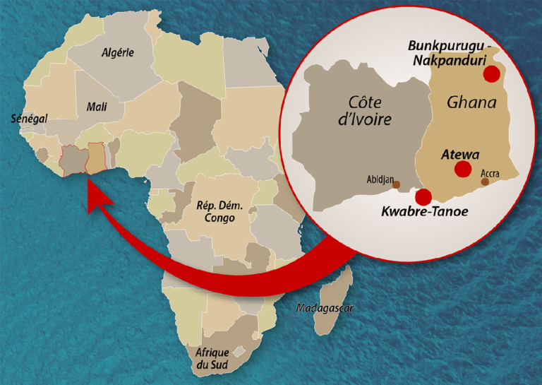 Carte Cote d'Ivoire et Ghana - Noé